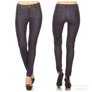 Yelete 5-Pocket Skinny Jeggings Navy Cotton Blend